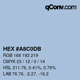 Color code: HEX #A8C0DB | qconv.com