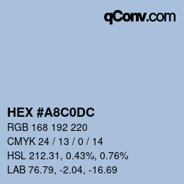 Color code: HEX #A8C0DC | qconv.com
