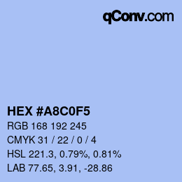 Color code: HEX #A8C0F5 | qconv.com