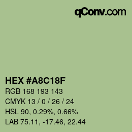 Color code: HEX #A8C18F | qconv.com