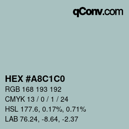 Color code: HEX #A8C1C0 | qconv.com