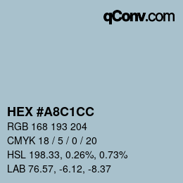 カラーコード: HEX #A8C1CC | qconv.com