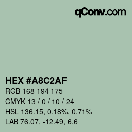 Color code: HEX #A8C2AF | qconv.com