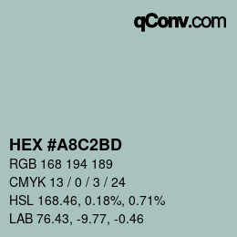 Color code: HEX #A8C2BD | qconv.com