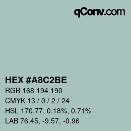 Color code: HEX #A8C2BE | qconv.com
