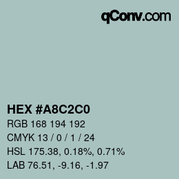カラーコード: HEX #A8C2C0 | qconv.com