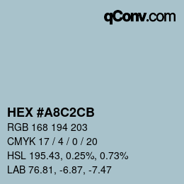 Color code: HEX #A8C2CB | qconv.com