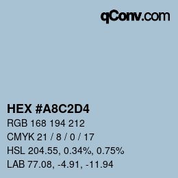 Código de color: HEX #A8C2D4 | qconv.com