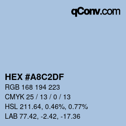Farbcode: HEX #A8C2DF | qconv.com
