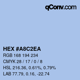 Color code: HEX #A8C2EA | qconv.com