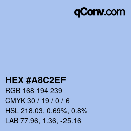 Color code: HEX #A8C2EF | qconv.com