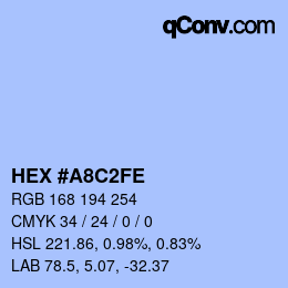 Color code: HEX #A8C2FE | qconv.com
