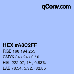 カラーコード: HEX #A8C2FF | qconv.com
