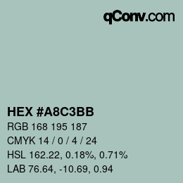 Color code: HEX #A8C3BB | qconv.com