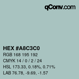 カラーコード: HEX #A8C3C0 | qconv.com
