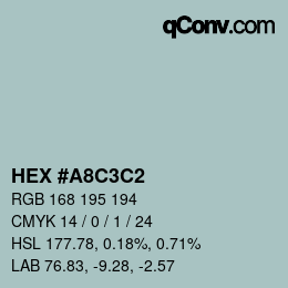 Color code: HEX #A8C3C2 | qconv.com