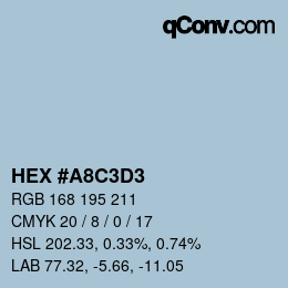 Color code: HEX #A8C3D3 | qconv.com