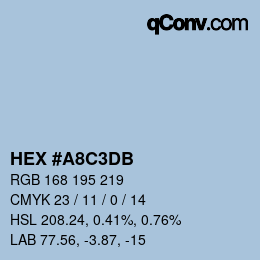 Farbcode: HEX #A8C3DB | qconv.com