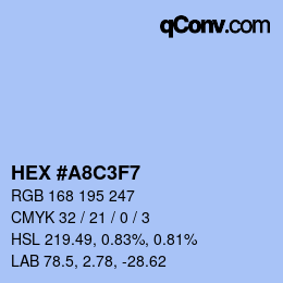 Color code: HEX #A8C3F7 | qconv.com