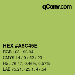 Color code: HEX #A8C45E | qconv.com
