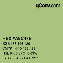 Color code: HEX #A8C47E | qconv.com