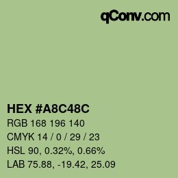 カラーコード: HEX #A8C48C | qconv.com