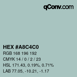 Farbcode: HEX #A8C4C0 | qconv.com