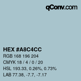 Color code: HEX #A8C4CC | qconv.com