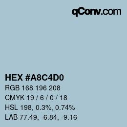 Farbcode: HEX #A8C4D0 | qconv.com