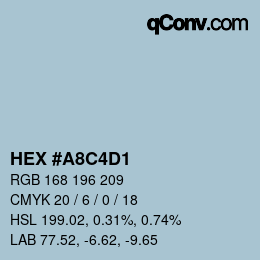 カラーコード: HEX #A8C4D1 | qconv.com