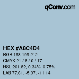 Farbcode: HEX #A8C4D4 | qconv.com