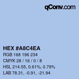 Color code: HEX #A8C4EA | qconv.com