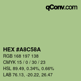 Color code: HEX #A8C58A | qconv.com