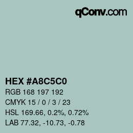 Color code: HEX #A8C5C0 | qconv.com