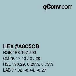 Color code: HEX #A8C5CB | qconv.com