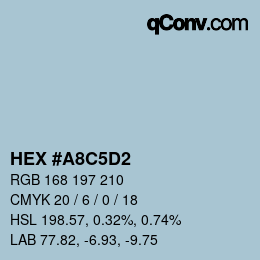 Farbcode: HEX #A8C5D2 | qconv.com