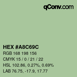 Color code: HEX #A8C69C | qconv.com