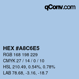 カラーコード: HEX #A8C6E5 | qconv.com