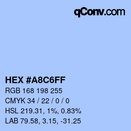 Color code: HEX #A8C6FF | qconv.com