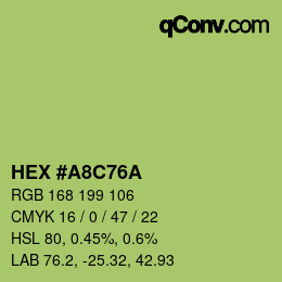 Color code: HEX #A8C76A | qconv.com