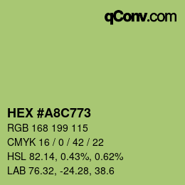 Color code: HEX #A8C773 | qconv.com