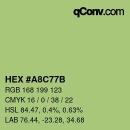 Color code: HEX #A8C77B | qconv.com