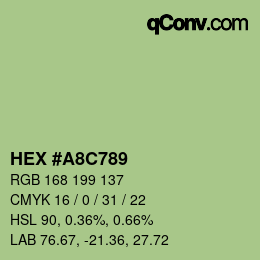 Farbcode: HEX #A8C789 | qconv.com