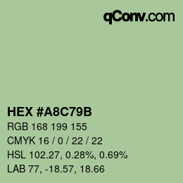 Farbcode: HEX #A8C79B | qconv.com