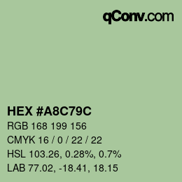 Color code: HEX #A8C79C | qconv.com