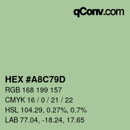 Color code: HEX #A8C79D | qconv.com