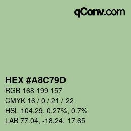 カラーコード: HEX #A8C79D | qconv.com