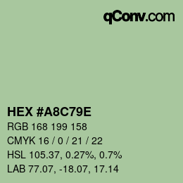 Color code: HEX #A8C79E | qconv.com