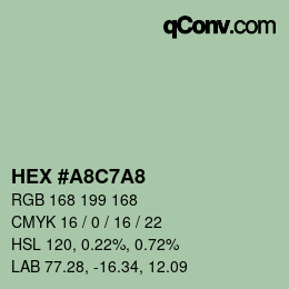 Código de color: HEX #A8C7A8 | qconv.com