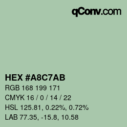 カラーコード: HEX #A8C7AB | qconv.com
